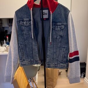 Tommy Hilfiger Blue Denim Jacket with Red Hood
